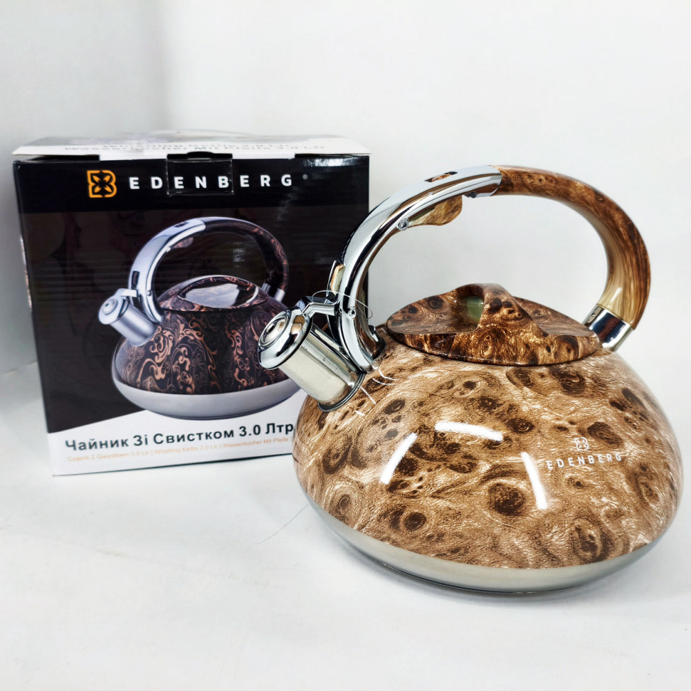 Чайник со свистком для электрической плиты Edenberg, Хороший чайник со свистком для воды на газ DM-41 Львов - изображение 5