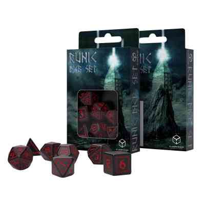 Набір кубиків для настільних ігор Q-Workshop Runic Black red Dice Set (7 шт) (SRUN06) Вінниця