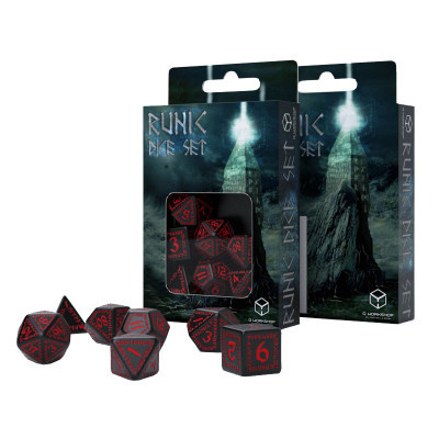 Набір кубиків для настільних ігор Q-Workshop Runic Black red Dice Set (7 шт) (SRUN06) Вінниця - фото 2