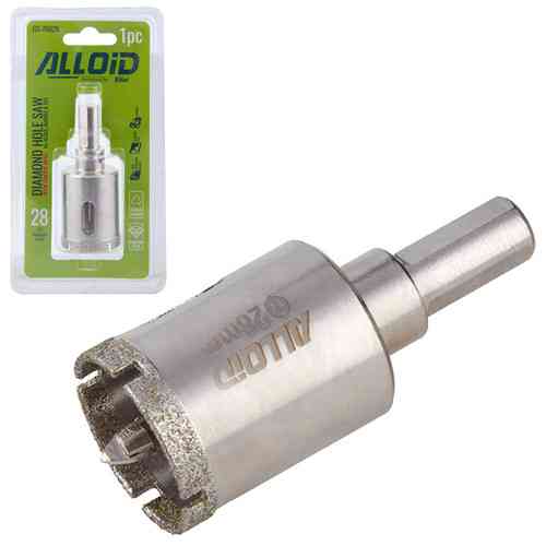 Свердло корончате алмазне по склу та кераміці 28мм з центрувальним свердлом Alloid Одеса