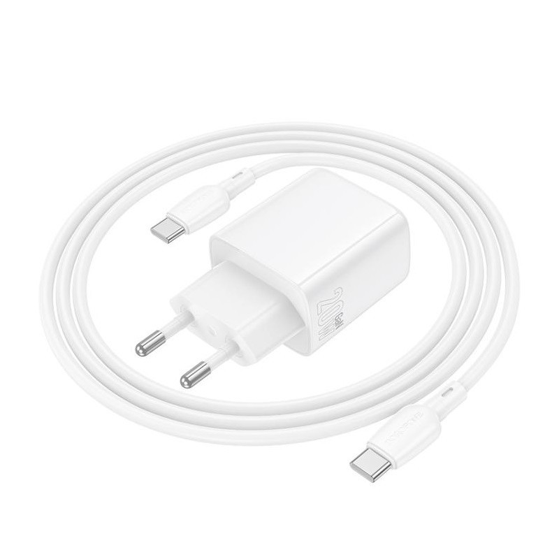 Мережевий зарядний пристрій з кабелем BOROFONE BN26 Fuente single-port PD20W charger set (C to C) (EU) White Одеса - фото 7