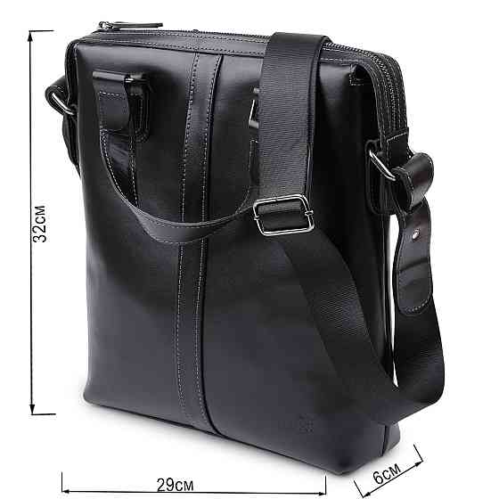 Кожаная мужская сумка Shvigel 11287 Черный Киев