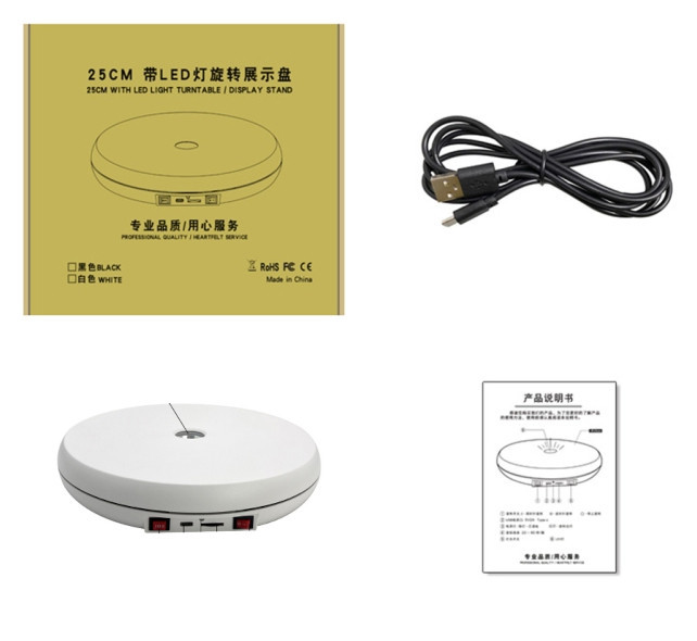 Предметний стіл поворотний з підсвіткою 25см білий 20кг Puluz DCA2156W Київ - фото 2