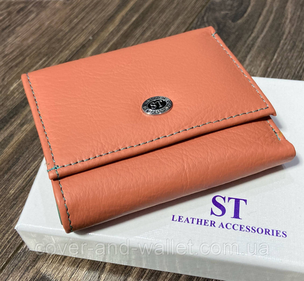 Мініатюрний жіночий гаманець з натуральної шкіри помаранчевого кольору ST Leather 440 Київ - фото 1