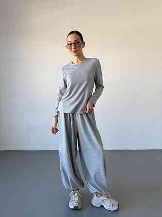 Женский повседневный прогулочный костюм двойка: кофта и брюки турецкая двунить Светло-серый, 42/44 Одесса