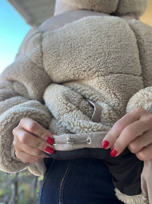 Куртка жіноча Lady Yep 9055 тедді комбінована штучне хутро оверсайз з капюшоном, бежевий, 44-48 Київ - фото 5