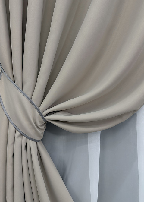 Комплект готовых штор VR-Textil Блэкаут Midnight № 1672ш Серо-бежевый 200х290 см 2 шт (32-357) Киев - изображение 5