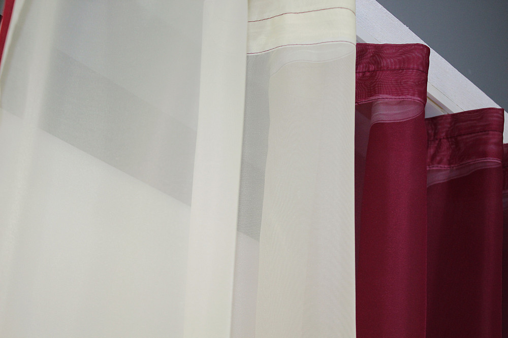 Кухонные шторы VR-Textil № 017к комбинированные с подвязками бордовый с бежевым 265х170 см (50-564) Киев - изображение 4
