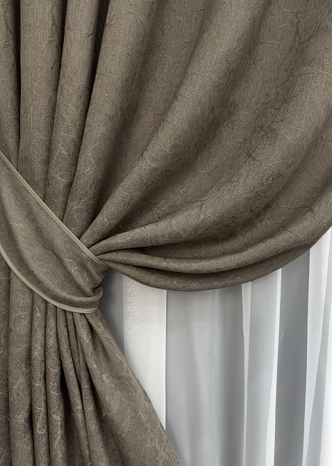 Комплект штор VR-Textil Жаккард Viva Marmo № 1782ш Какао 1500х290 см 2 шт (31-0002) Киев - изображение 5