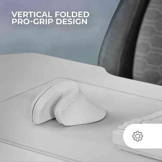 Mars Gaming MMW-ERGOPRO белая эргономичная вертикальная беспроводная мышь 2.4ГГц оптическая 3200 DPI Huano Киев