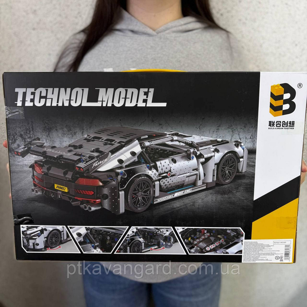 Конструктор автомобиль Мерседес АМГ 1310 деталей 1:14 Техник JKC 7207 черно-белый Хмельницкий - изображение 5