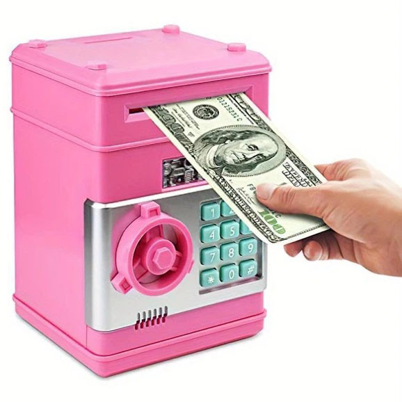 Электронная копилка сейф банкомат для детей с PIN-кодом, автоматический прием банкнот и монет Pink PW-90 Львів - фото 2