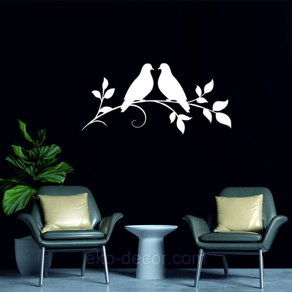 Декоративное настенное Панно «Две птички», Декор на стену 90*66 см, Белый Киев - изображение 2