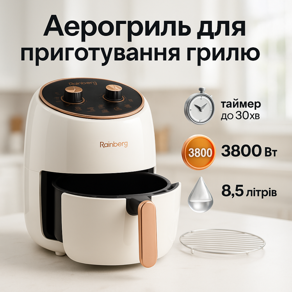 Аерогриль для випічки, Аерогриль хороший бюджетний, Картопля фрі без олії, Домашня фритюрниця настільна VN-35 Львів - фото 12
