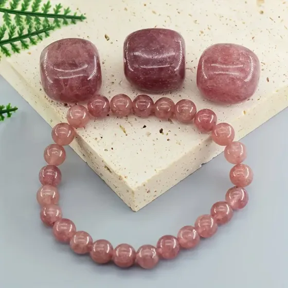Браслет из клубничного кварца – натуральный камень, 8 мм Киев