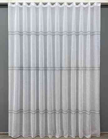 Тюль VR-Textil 1428т Лен Кружево Белый с серым 200х270 см (42-0619) Киев