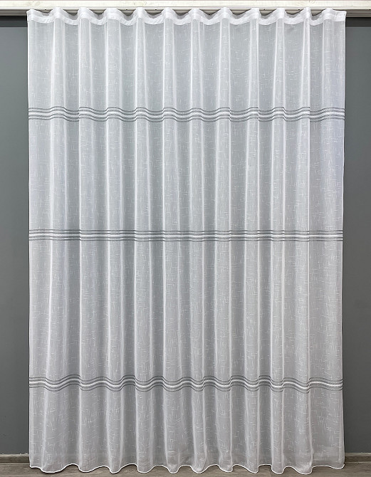 Тюль VR-Textil 1428т Льон Мережка Білий з сірим 200х270 см (42-0619) Київ - фото 2
