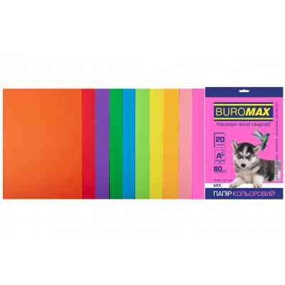 Бумага Buromax А4, 80g, NEON+INTENSIVE, 10colors, 20sh (BM.2721820-99) Винница