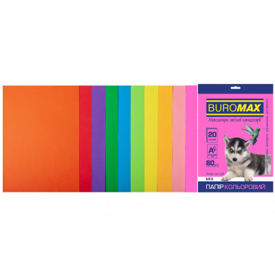 Папір Buromax А4, 80g, NEON+INTENSIVE, 10colors, 20sh (BM.2721820-99) Вінниця - фото 1