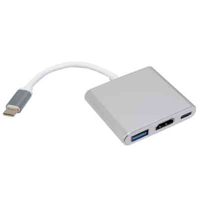 Концентратор Patron USB-C to HDMI + USB 3.0 + USB-C 0.1m black (ADAPT-PN-TYPE-C-HUB) Винница