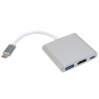 Концентратор Patron USB-C to HDMI + USB 3.0 + USB-C 0.1m black (ADAPT-PN-TYPE-C-HUB) Винница - изображение 1