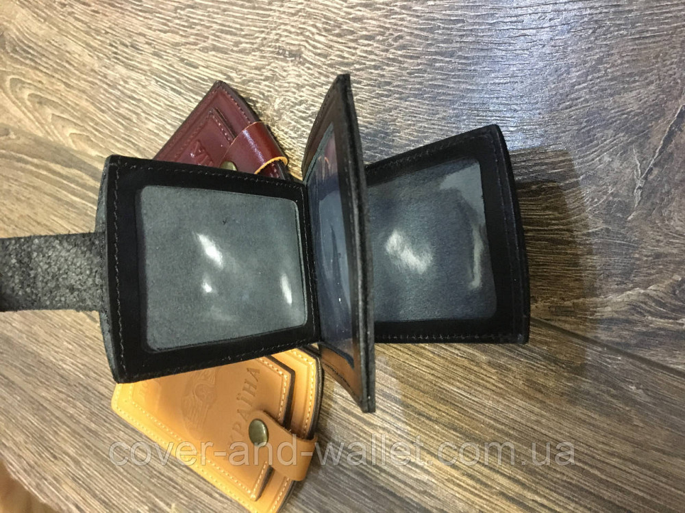 Бордова обкладинка документи водія на кнопці із натуральної шкіри Київ - фото 6