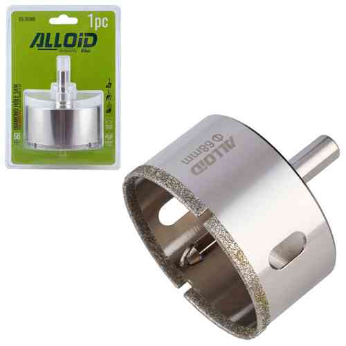 Свердло корончате алмазне по склу та кераміці 68мм з центрувальним свердлом Alloid Одесса