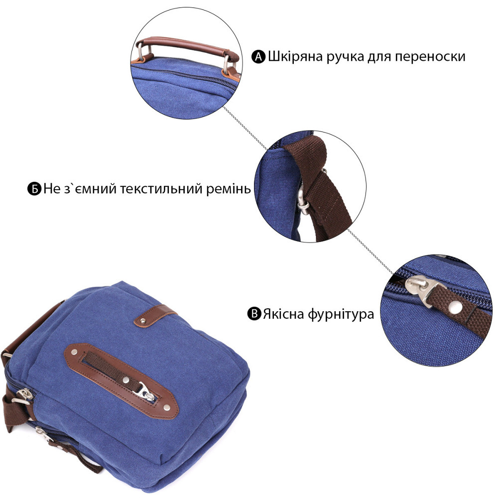 Сумка вертикальна текстильна Синя (Vintage) Київ - фото 2