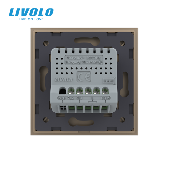 LIVOLO Сенсорний прохідний / перехресний вимикач LIVOLO, 2-сенсорний, золотий матове скло, 5А 2 Коломия