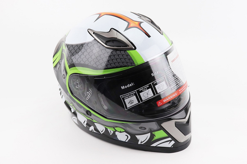 Шолом інтеграл, закритий BLD-M62 S (55-56см), СІРИЙ/НЕОНОВО-ЗЕЛЕНИЙ "T-Rex" Київ - фото 1