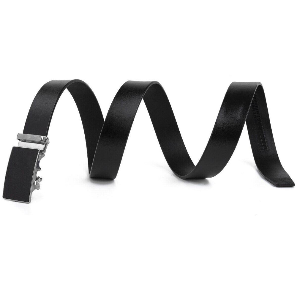 Ремень мужской c серебристой пряжкой с черной вставкой Vintage 20328 Черный Киев - изображение 2