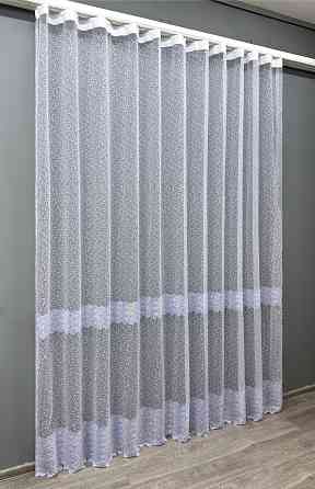 Тюль VR-Textil 1686т Органза с вышивкой Голубой с белым 300х270 см (42-0725) Киев