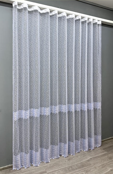 Тюль VR-Textil 1686т Органза с вышивкой Голубой с белым 300х270 см (42-0725) Киев - изображение 3