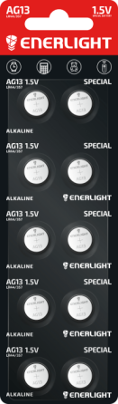 Батарейка таблетка ENERLIGHT Special Alkaline AG13 (LR44/357) 1.5V блістер 10 шт. Рівне