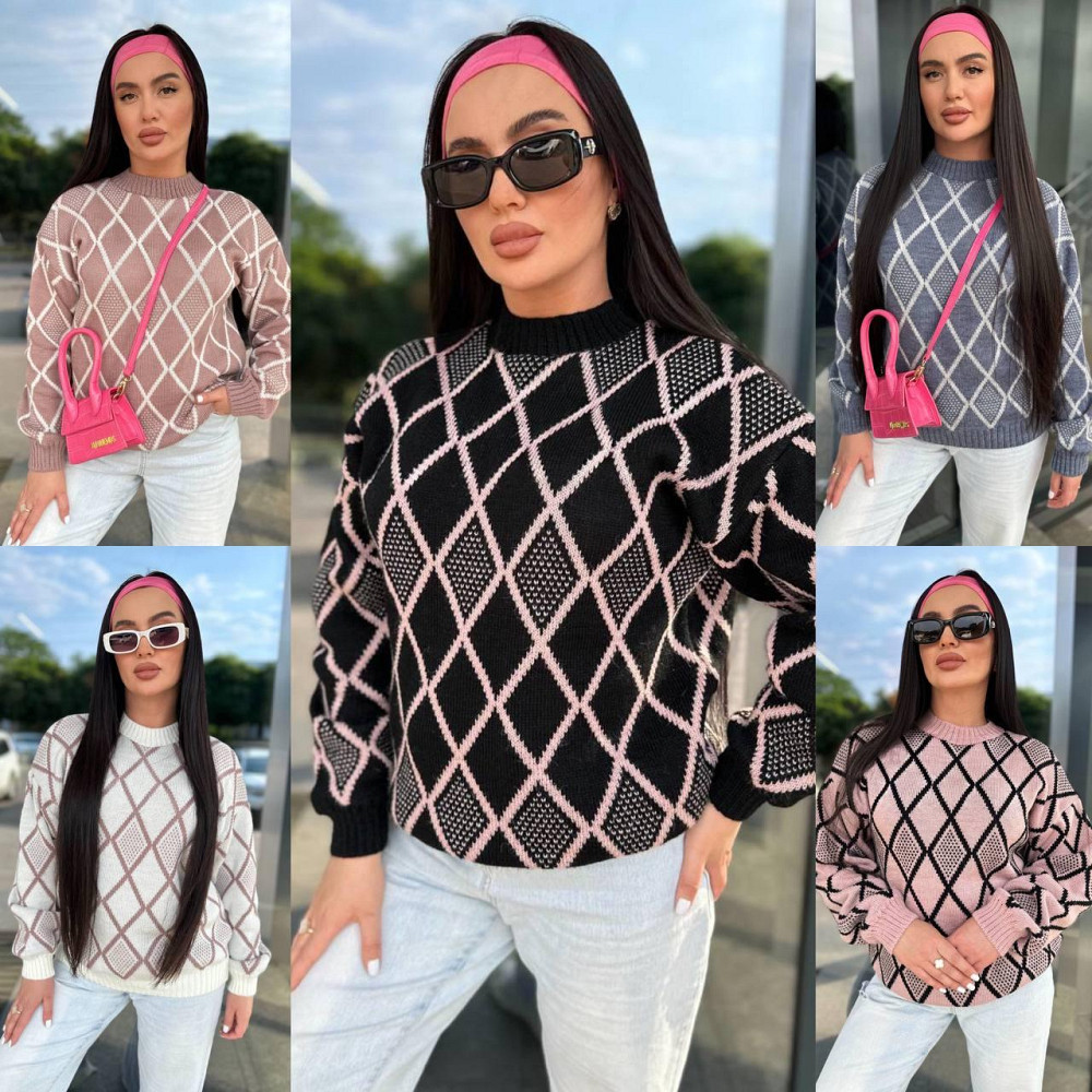 Женский модный вязаный свитер с орнаментом. 42-56р Киев - изображение 1