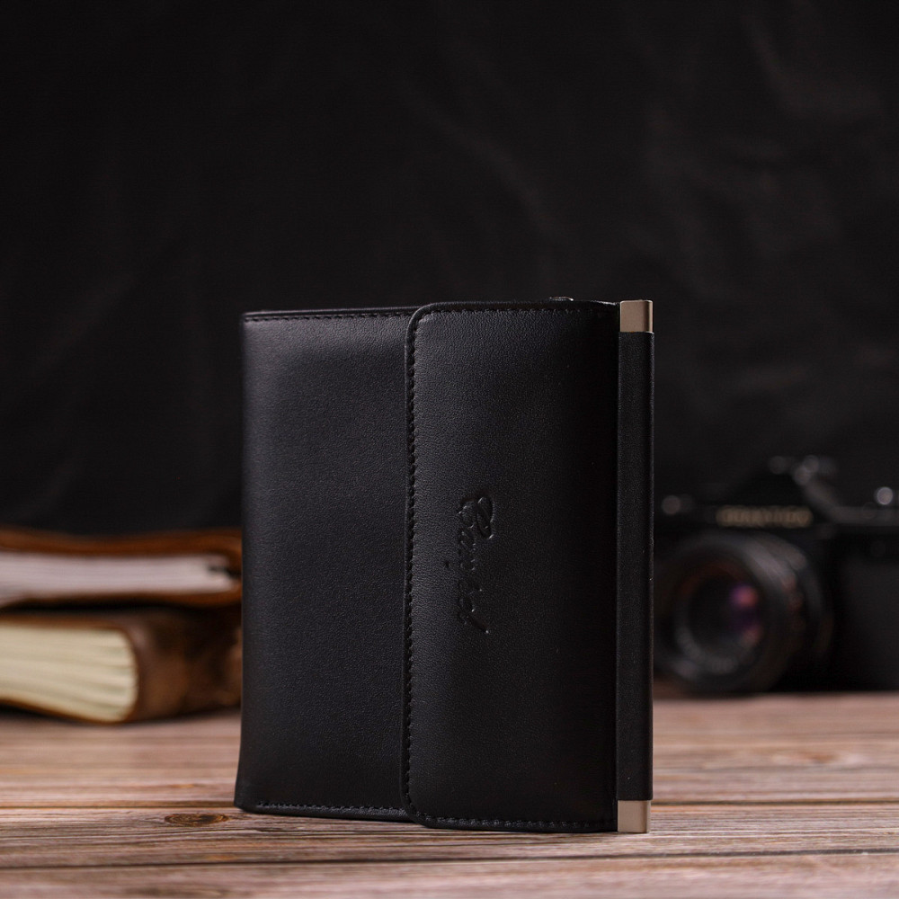 Ультрамодний гаманець для жінок з натуральної гладкої шкіри CANPELLINI 21928 Чорний Київ - фото 3