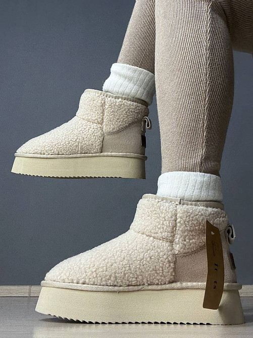 Уггі жіночі Itts 1707-3 з хутром тедді на платформі молочні, 37, 23,5 см Київ - фото 11