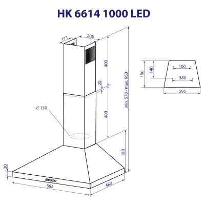 Вытяжка кухонная Minola HK 6614 WH 1000 LED Винница
