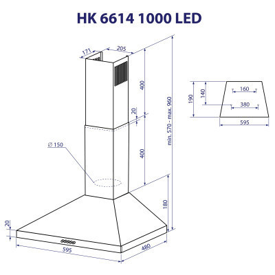 Вытяжка кухонная Minola HK 6614 WH 1000 LED Винница - изображение 5