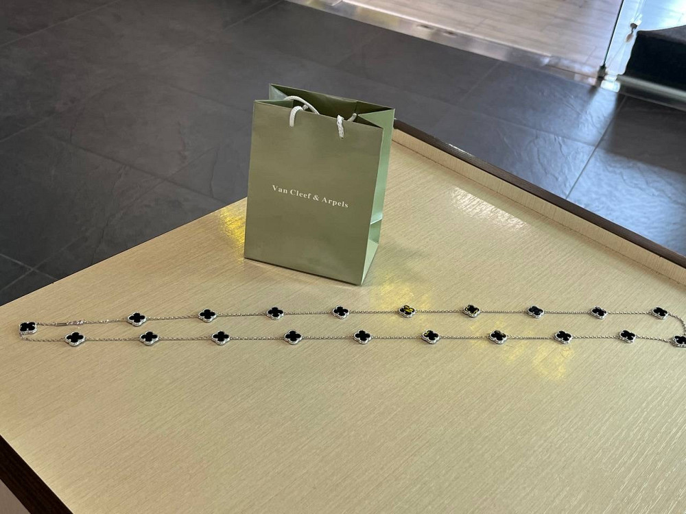 Подвеска Van Cleef  20 элементов  Эмаль под агат, белое золото Одесса - изображение 4