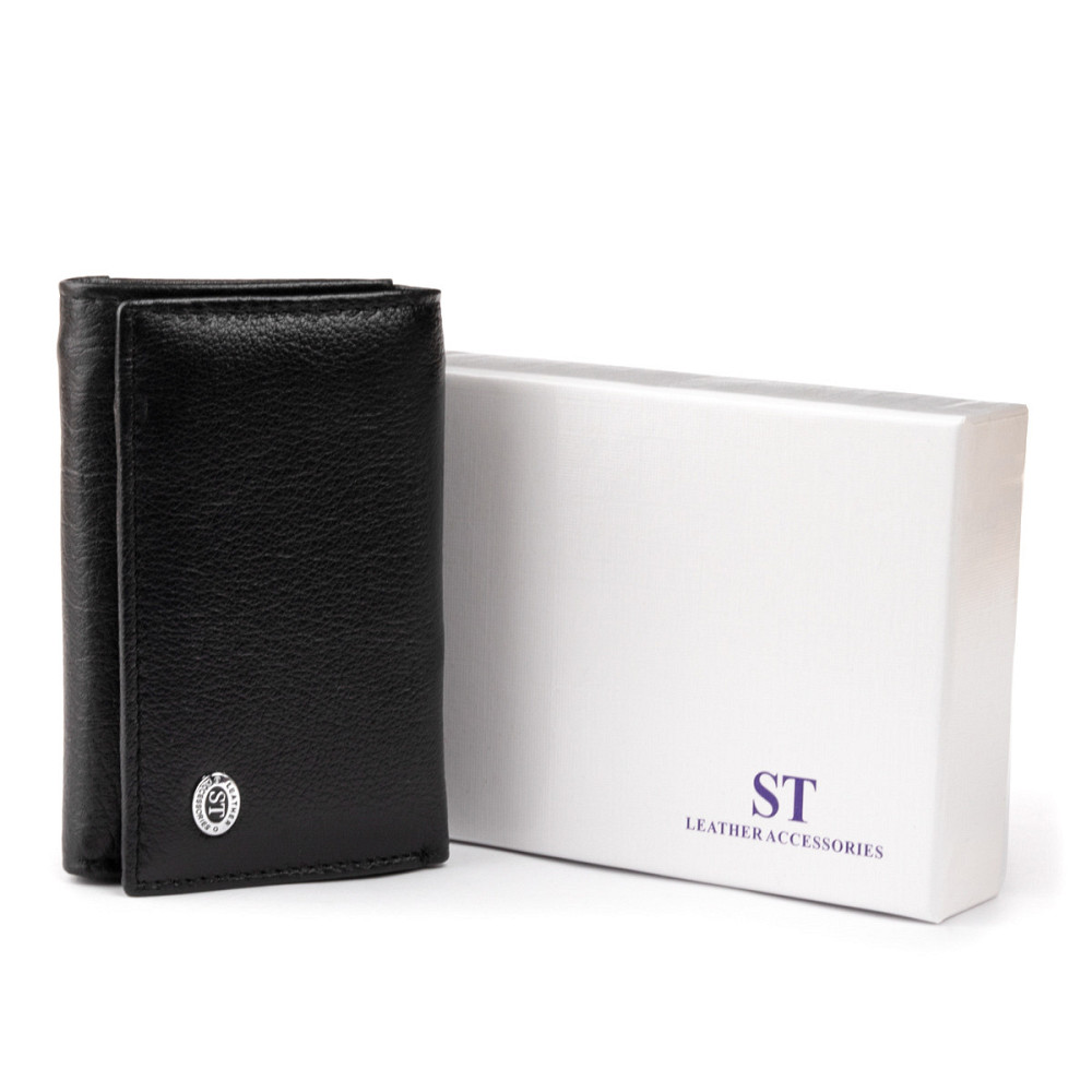 Горизонтальное портмоне из кожи унисекс на магните ST Leather 19331 Черное Киев - изображение 8