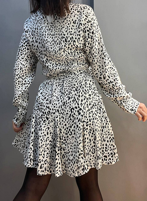 Платье женское Mix Ray 4219 леопардовый принт короткое на пуговицах с поясом белое, белый, L Киев - изображение 3