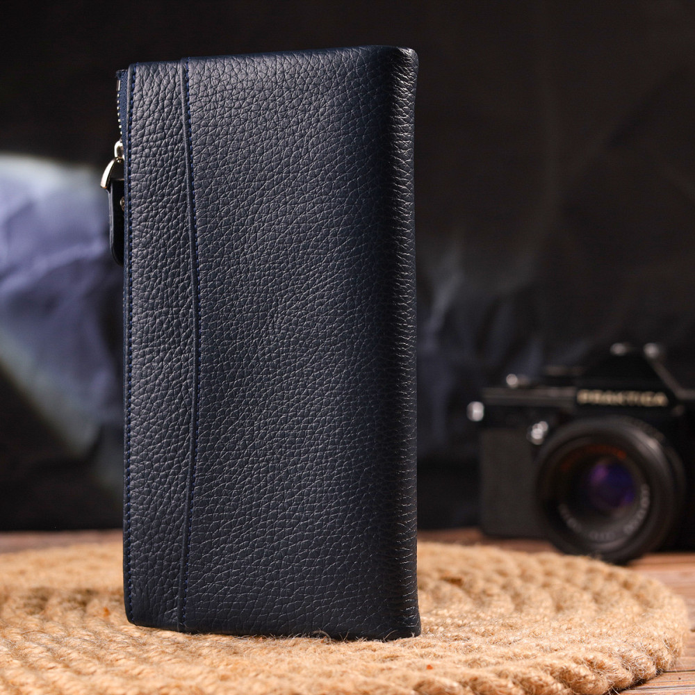 Удобный кошелек из натуральной зернистой кожи CANPELLINI 21635 Синий Киев - изображение 2