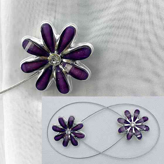 Магніти для штор та гардин "Квітка" набір 2 шт Фіолетовий (81-247) Київ