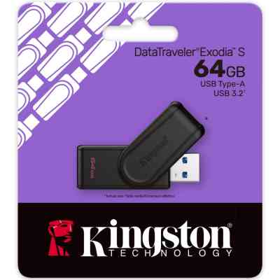 USB флеш накопитель Kingston 64GB DataTraveler Exodia S Black USB 3.2 (DTXS/64GB) Винница