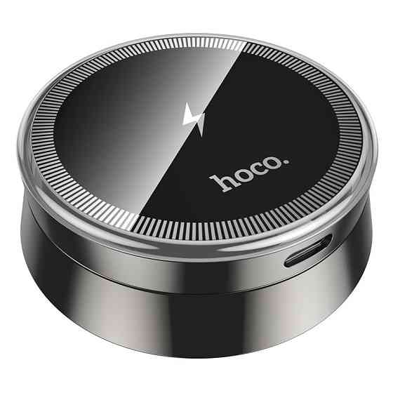 Автодержатель для телефона с БЗУ HOCO HW33 Metal ring magnetic wireless fast charging car holder (center console) Metal Grey Киев