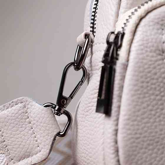 Зручна сумка жіноча з накладною кишенею з натуральної шкіри Vintage 22642 Біла Київ