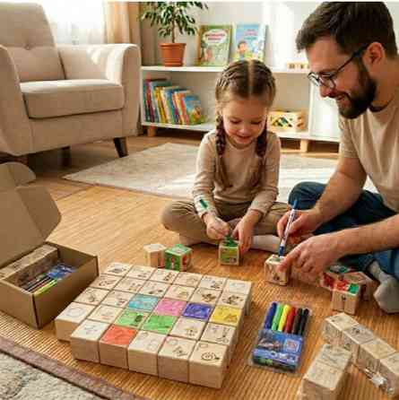 Кубики из дерева раскраска Украинский алфавит Киев