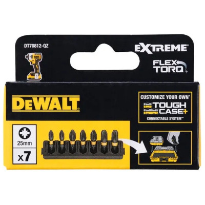 Набір біт DeWALT в касеті для Tough Case, FlexTorq, L = 25 мм, Pz1 – 2 шт, Pz2 – 3 шт, Pz3 – 2 шт (DT70812) Вінниця - фото 2