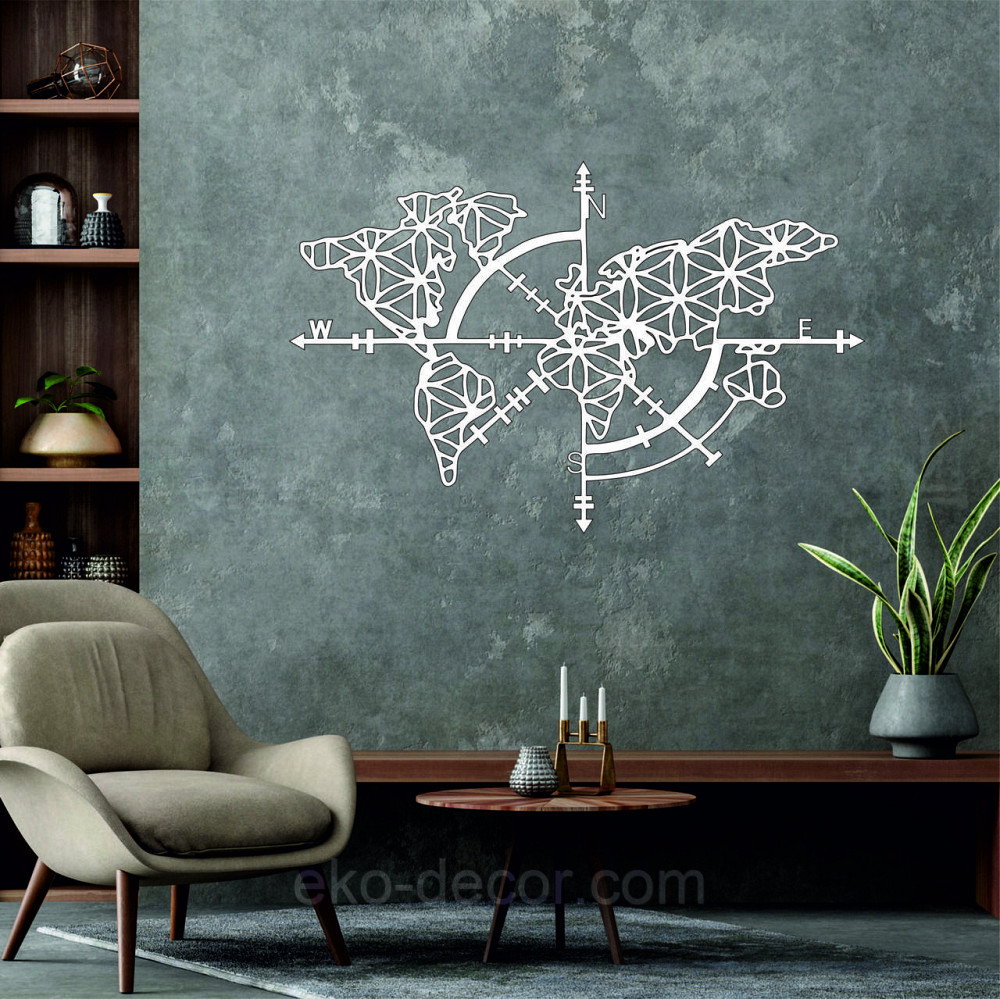 Декоративне настінне 3D Панно «Карта Компас», Декор на стіну з об'ємом Київ - фото 7